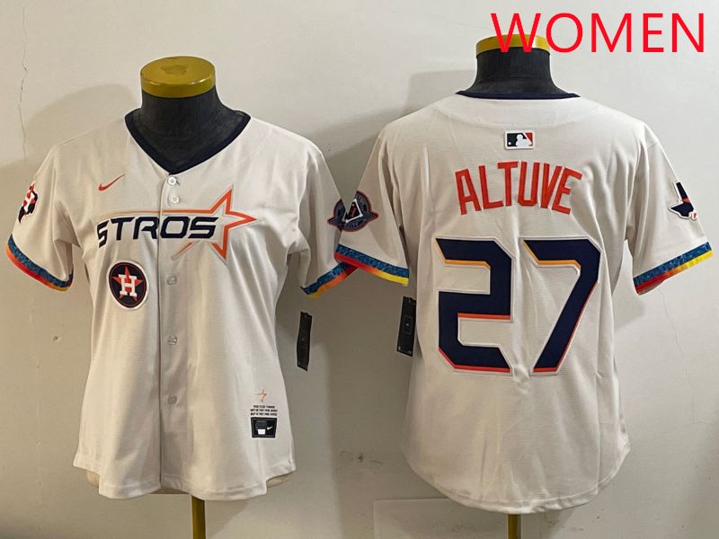 Women Houston Astros 27 Altuve Cream Fourth generation Joint Name Nike 2025 MLB Jersey style 7
